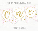Ballerina ONE Banner, First Birthday, Printable Decoration (Instant Download)