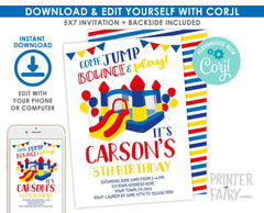 Trampoline Birthday Invitation, Editable Bounce House Party Invite (Digital)