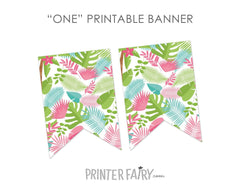 Luau ONE Banner, Tropical First Birthday Decoration (Instant Download)
