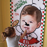 Personalized Pizza Birthday Party Game, Pin Mustache Poster (Digital Download)