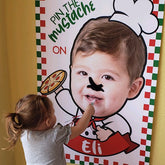 Personalized Pizza Birthday Party Game, Pin Mustache Poster (Digital Download)