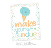 Ice Cream Sundae Bar Sign, Birthday Party Decor (Instant Download)