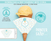 Editable Ice Cream Cone Wrapper, Sprinkles Birthday (Digital Download)