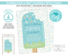Popsicle Birthday Invitation, Ice Cream Summer Party (Digital, Editable)