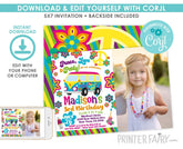 Hippie Birthday Invitation with Photo, 60s Party (Digital Download)