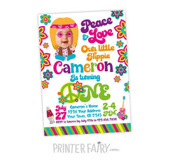 Personalized Hippie Birthday Invitation with Photo (Digital Invite)