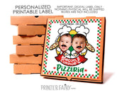 Personalized Pizza Birthday Party Label, Italian Chef Theme (Digital Download)