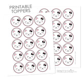 Kitty Cat Birthday Party Toppers, Printable Stickers (Digital Download)