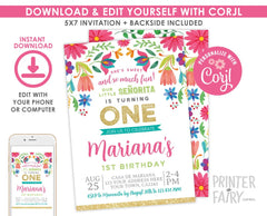 Editable Fiesta 1st Birthday Invitation, Senorita Party (Digital Invite)