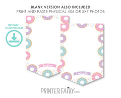 Donut 1st Birthday Monthly Photo Banner EDITABLE Template, Instant Download
