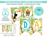 Editable Luau Birthday Banner, Tropical Hawaiian Decorations (Digital Download)