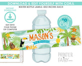 Luau Water Bottle Labels, Editable Tropical Party Decor (Instant Download)