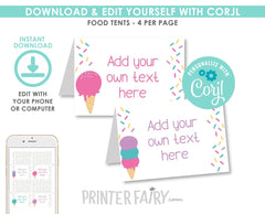 Ice Cream Food Tents, EDITABLE Template, Instant Download