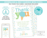 Ice Cream Thank You Cards, EDITABLE 4x6 (Digital Download)