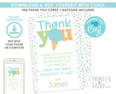 Ice Cream Thank You Cards, EDITABLE 4x6 (Digital Download)