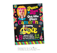 Personalized Hippie Birthday Invitation with Photo (Digital Invite)