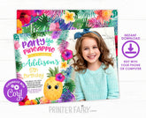 Pineapple Birthday Invitation, Editable Tropical Luau Party (Instant Download)