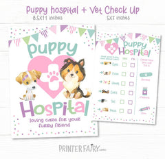 Puppy Party Pet Hospital Sign, Vet Check Up (Instant Download)