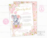 Elephant Baby Shower by Mail Invitation, Editable Template (Digital Download)