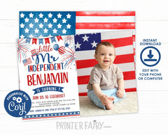 4th of July Birthday Invitation, Little Mr. Independent (Instant Download)