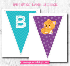 Puppies and Kitties Birthday Banner, Pet Adoption Party (Digital Files)