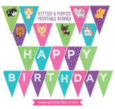 Puppies and Kitties Birthday Banner, Pet Adoption Party (Digital Files)