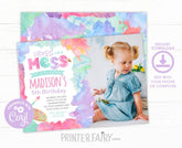 Art Birthday Invitation, Colorful Watercolor Paint (EDITABLE Digital Invite)