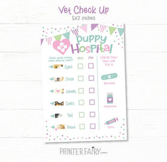 Puppy Party Pet Hospital Sign, Vet Check Up (Instant Download)