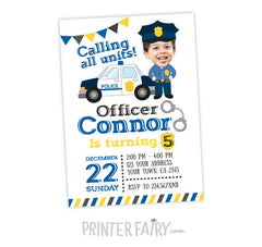 Personalized Police Birthday Invitation, Photo Invitation (Digital)