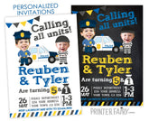 Cops and Robbers Birthday Invitation, Photo, Siblings (Digital Invitation)