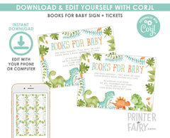 Dinosaur Books for Baby Sign, Editable Inserts (Digital Download)