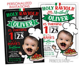 Spaghetti Birthday Invitation with Photo, Italian Theme (Digital Download)