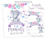 Elephant Baby Shower Game, Peanuts in Jar (Instant Download)