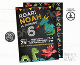 Editable Dragon Birthday Invitation, Medieval Knight Party (Instant Download)