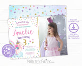 Editable Unicorn Birthday Invitation, Rainbow Party (Digital Invite)