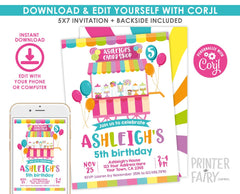 Editable Candy Shop Birthday Invitation, Sweet Party (Instant Download)
