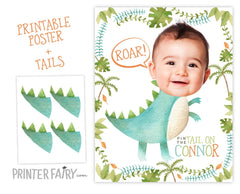 Personalized Dinosaur Birthday Pin The Tail Game (Digital Printable)