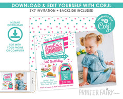 Diner Birthday Invitation with Photo, 50s Retro Party (Instant Download)