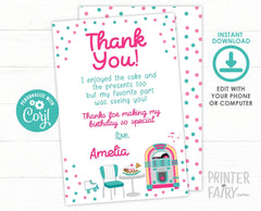 Diner Thank You Cards Editable Template INSTANT DOWNLOAD