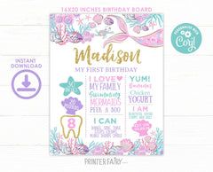 Mermaid Birthday Board, Under the Sea Party Decor (Digital Download)