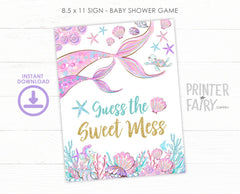 Mermaid Baby Shower Game, Guess the Sweet Mess (Instant Download)