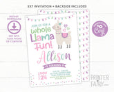 Editable Llama Birthday Invitation, Alpaca Party (Instant Download)