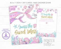 Mermaid Baby Shower Game, Guess the Sweet Mess (Instant Download)