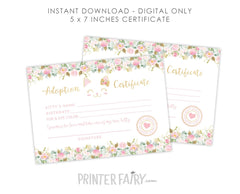 Floral Kitty Adoption Party Sign and Certificate (Instant Download)