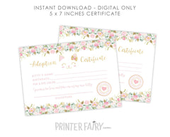 Floral Kitty Adoption Party Sign and Certificate (Instant Download)