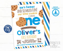Little Cookie 1st Birthday Editable Invitation Template (Instant Download)