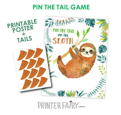Sloth Pin the Tail Party Game, Printable Birthday (Digital Download)