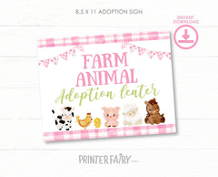 Farm Animal Adoption Sign and Certificate (Digital Download)