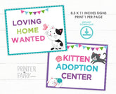 Kitty Kitten Adoption Center Prints, Birthday Party Decor (Digital Download)