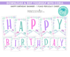Shark Birthday Banner, Under the Sea Party Decorations (Editable Download)